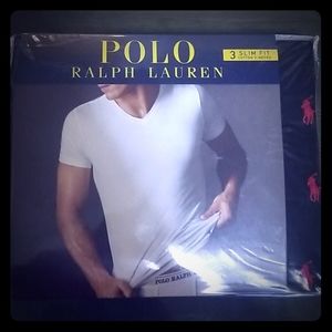 3 POLO RALPH LAUREN SLIM FIT COTTON V-NECKS